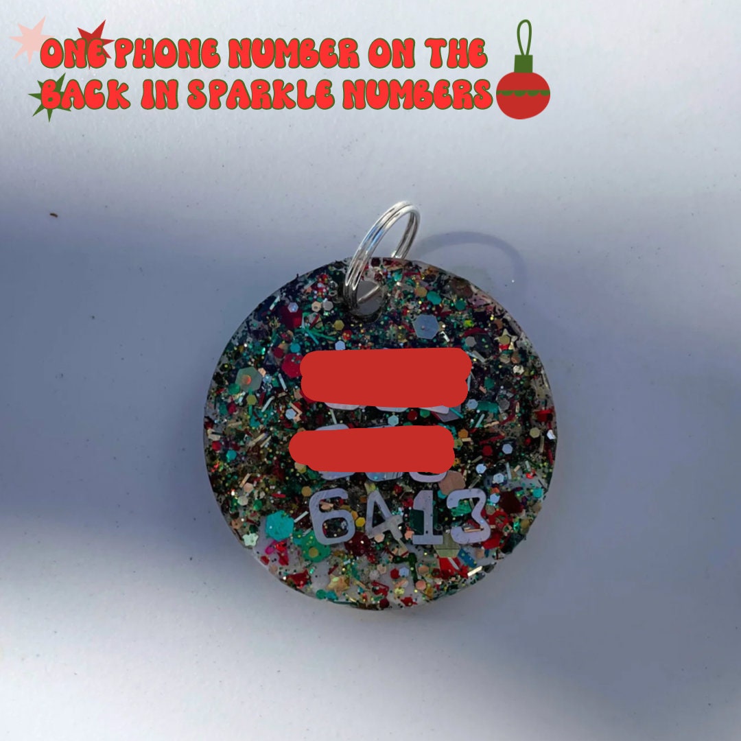 Red Holiday Sparkle Pet ID Tag