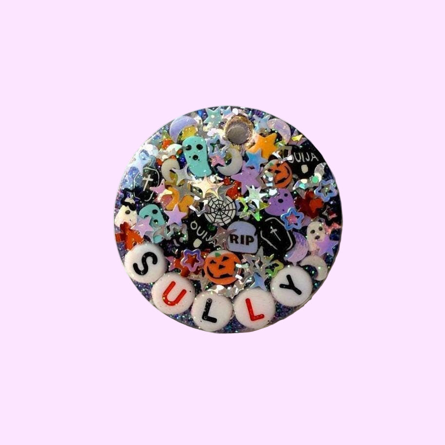 Super Spooky Sparkle Pet ID Tag - Halloween Pet Tag