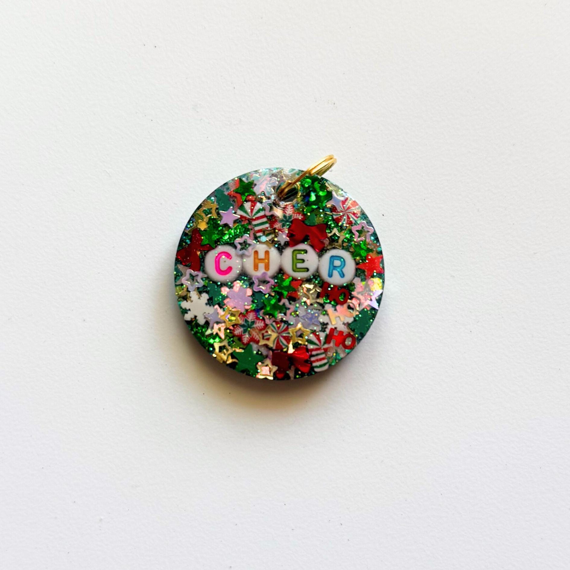 Holly Jolly Sparkle Pet ID Tag - Holiday Pet Tag