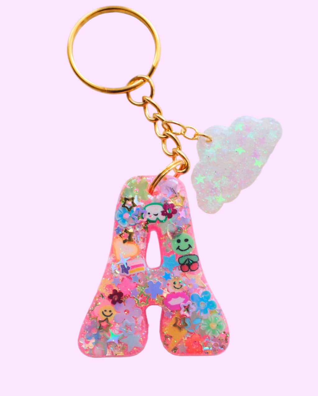 Glitter Initial Bag Charm: Resin Monogram Keychain