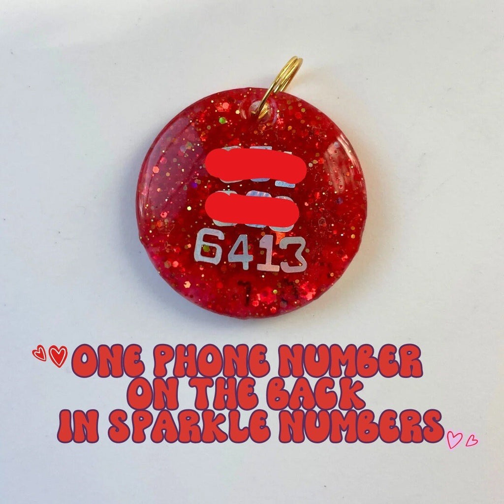 Red Sparkle Pet ID Tag- Glitter Pet Tag