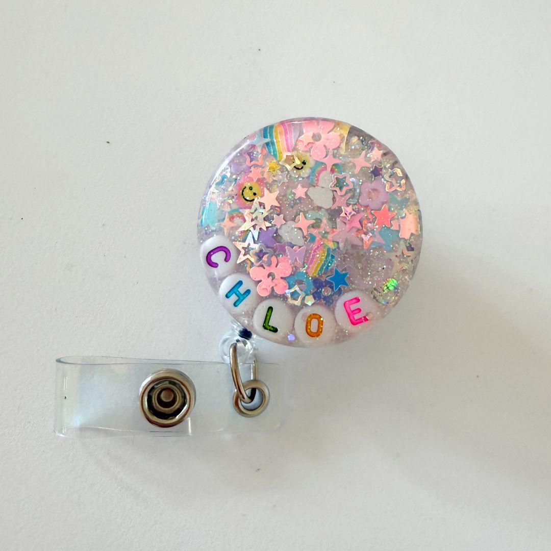 Iridescent Glitter Badge Reel