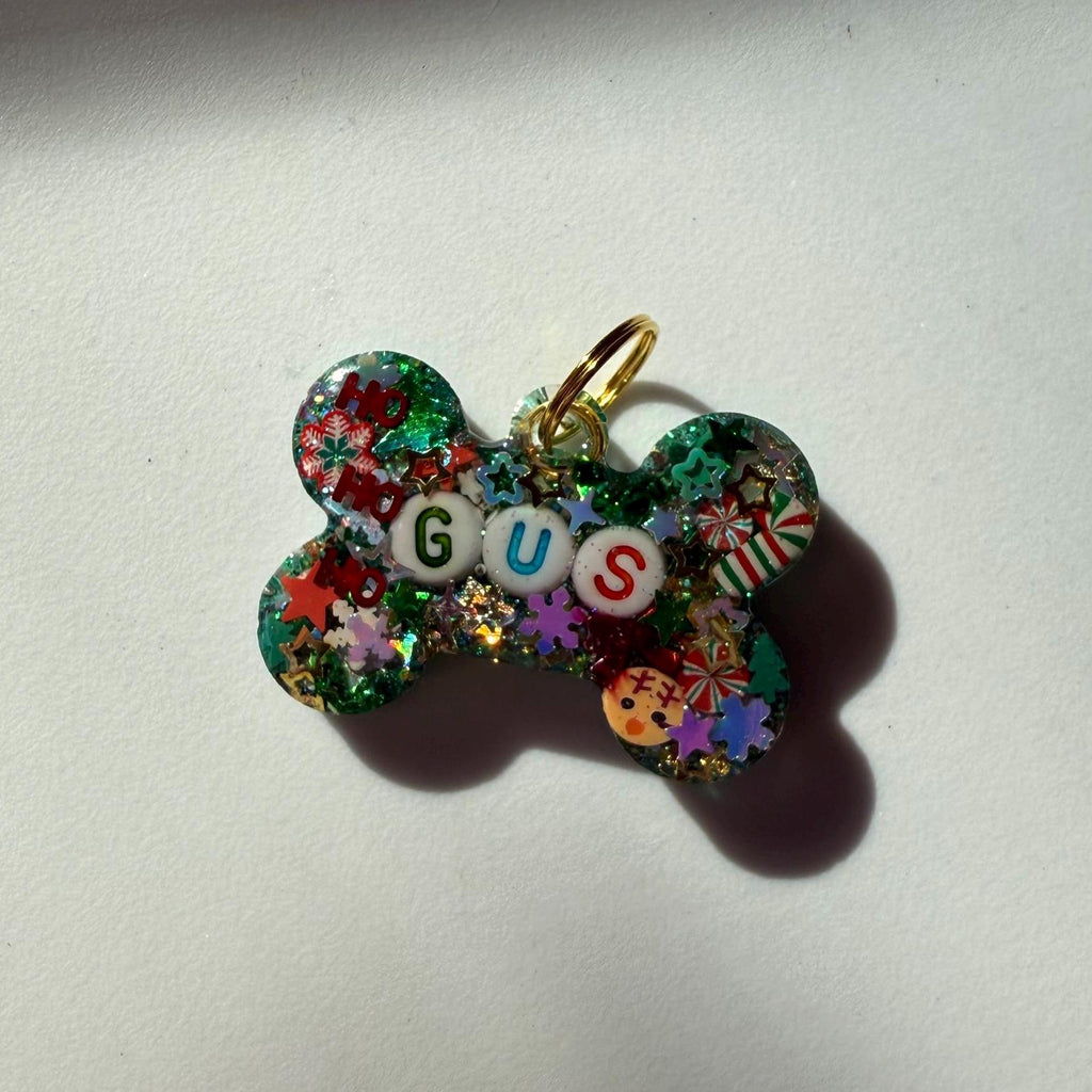 Holly Jolly Sparkle Pet ID Tag - Holiday Pet Tag