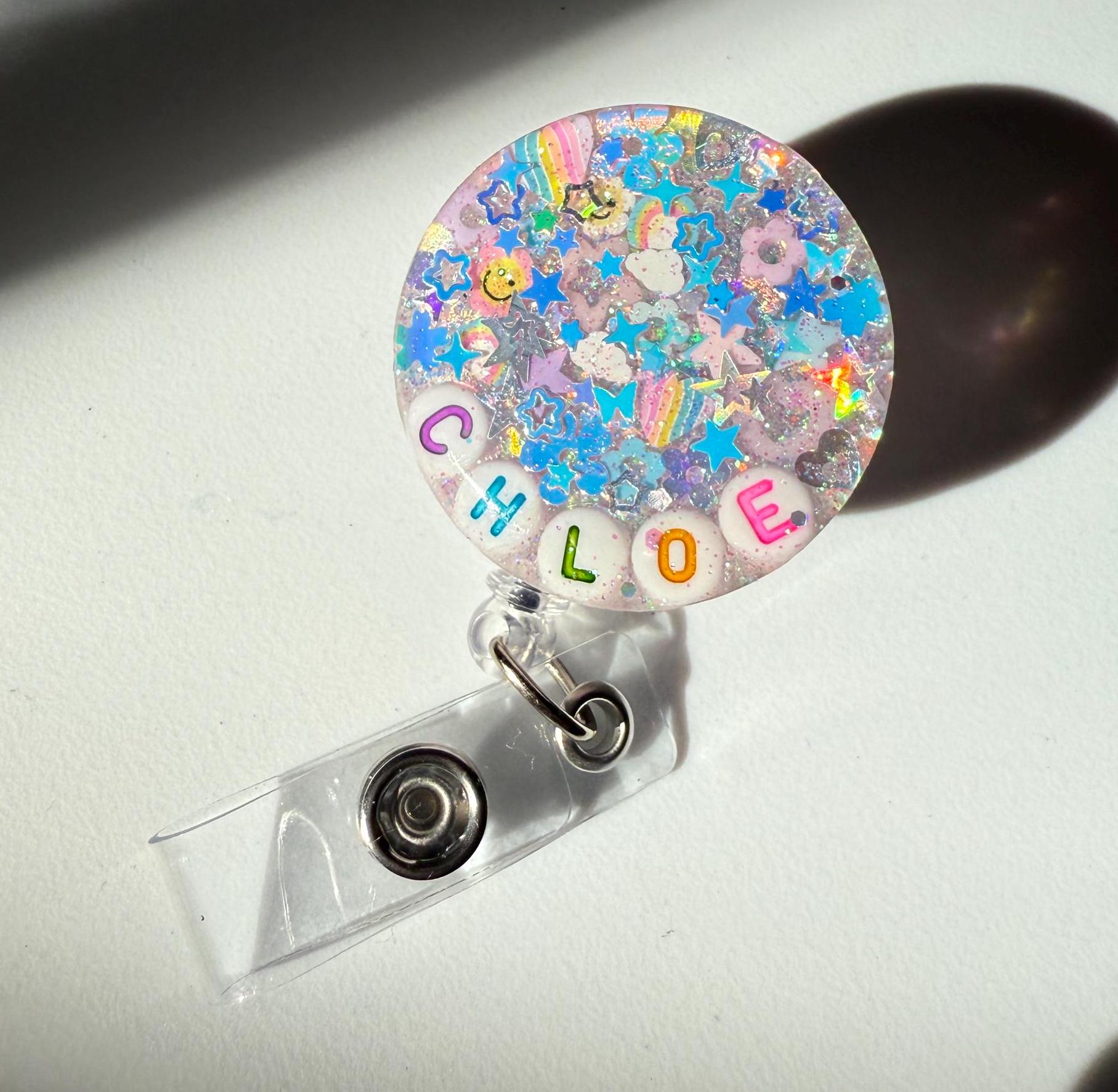Iridescent Glitter Badge Reel
