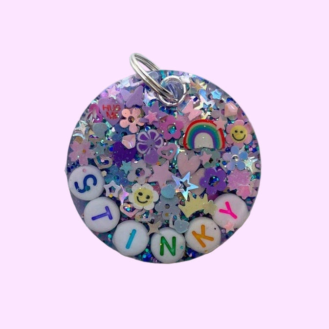 Purple Sparkle Pet ID Tag - Resin Pet Tag