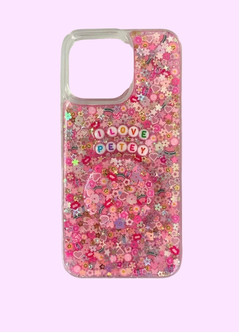 pink monochromatic phone case with matching phone grip