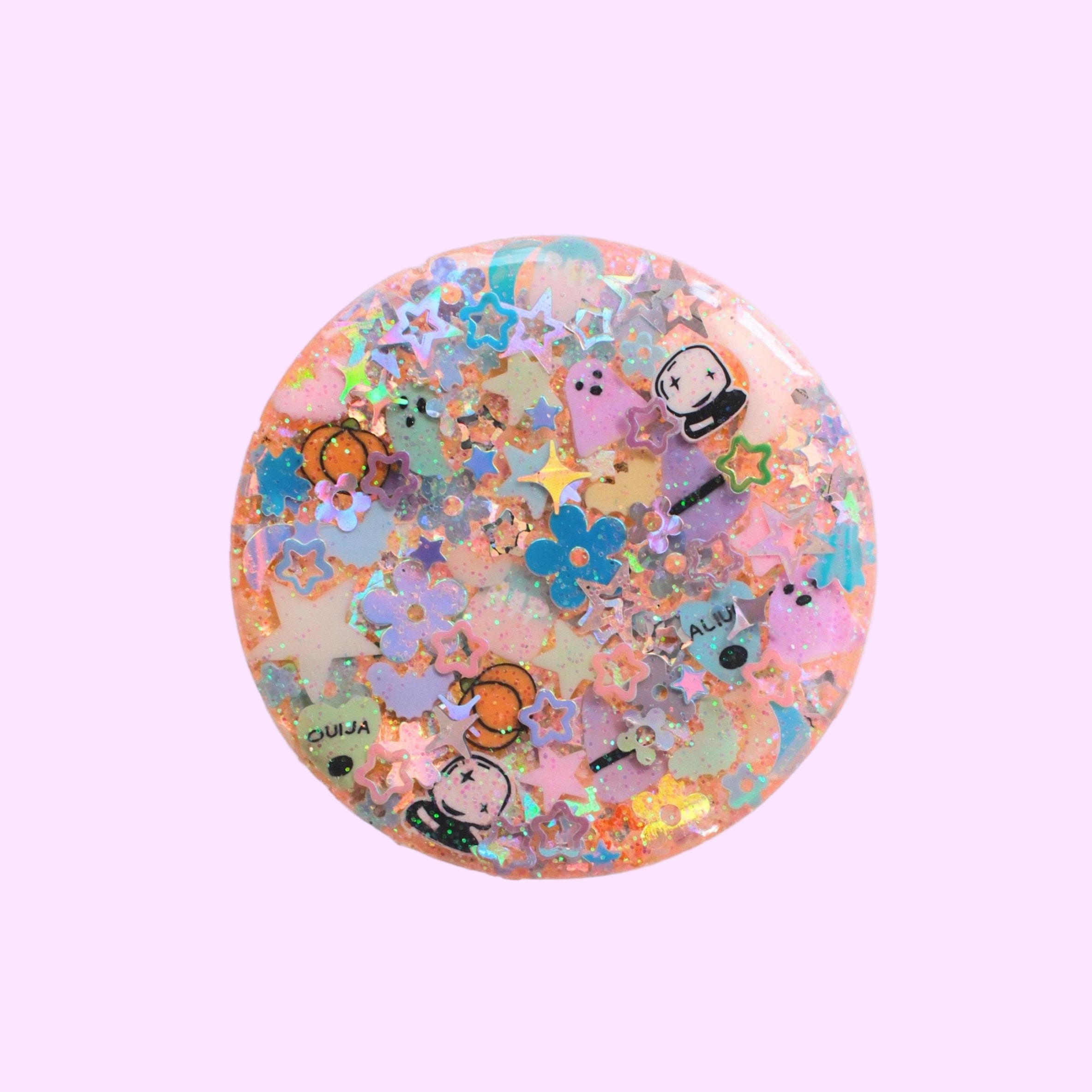 soft spooky sparkle phone grip glow in the dark